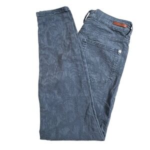 Pilcro Womens 30 Blue Floral Embossed‎ Mid Rise Skinny Jeans